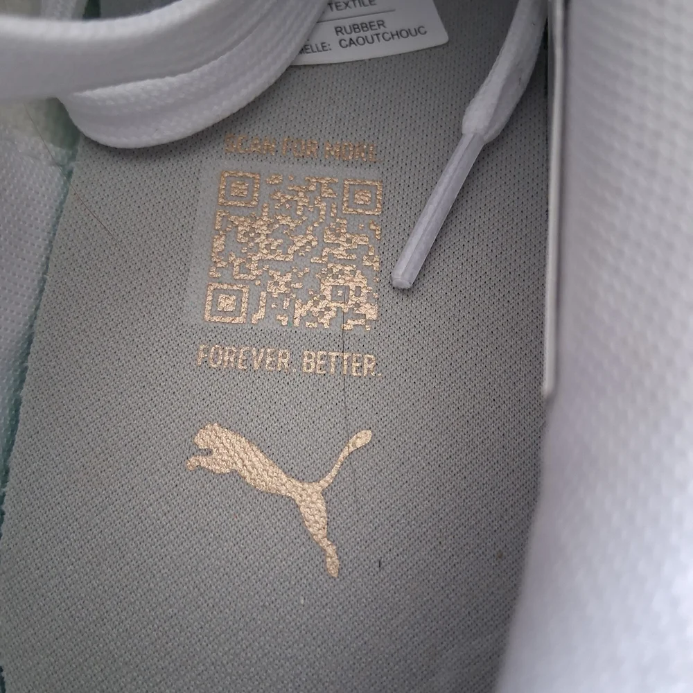 Puma White Court Sneakers with Gold Accents sz 6.5 - Picture 4 of 9